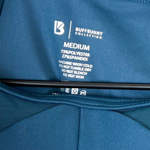 BuffBunny Viva La Vibe Mesh Medium High Impact Sports Bra Top in Cerulean Teal - Picture 8 of 9